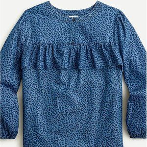 J. Crew Chambray Leopard-Print Blouse -- Like-New Condition!